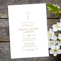 Simple Elegant Gold Cross Christening