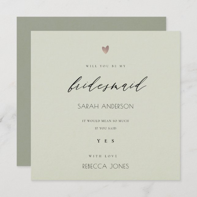 INVITATION SIMPLE ÉLÉGANT GOLD GRAY TYPOGRAPHIE BRIDESMAID (Devant / Derrière)