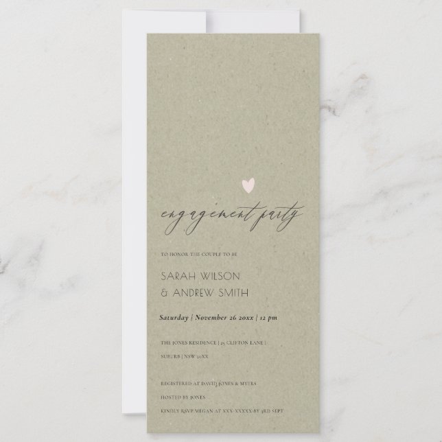 Invitation SIMPLE ÉLÉGANT GOLD KRAFT TYPOGRAPHIE Fiançailles (Devant)