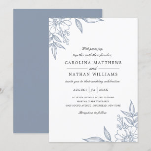 Invitation Simple Elégant Mariage Floral Corners