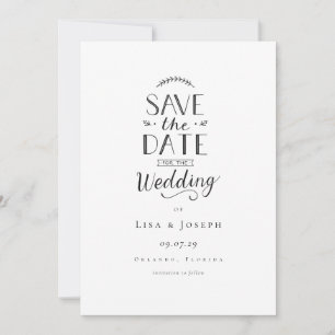 Invitation Simple Élégant Mariage Noir Blanc Enregistrer la D