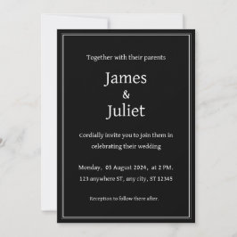 Invitation Simple, élégant minimaliste mariage noir et blanc