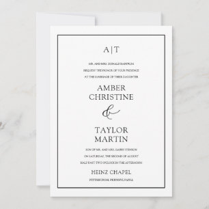 Invitation Simple Élégant Minimaliste Noir & Blanc