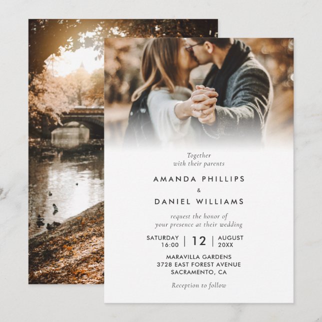 Invitation Simple Elegant Moderne 2 Mariage photo (Devant / Derrière)