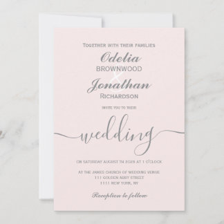 Invitation Simple Elegant moderne Mariage rose doux
