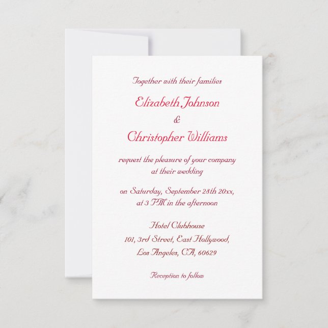 Invitation Simple Élégant Moderne Personnalisé Mariage Invita (Devant)