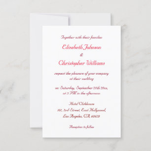 Invitation Simple Élégant Moderne Personnalisé Mariage Invita