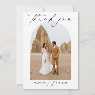 Invitation Simple Elegant noir et blanc Mariage photo Merci