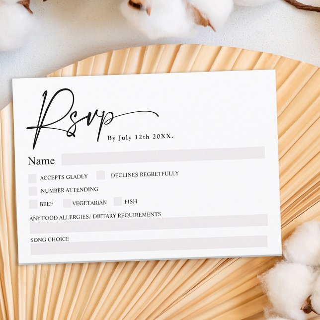 Invitation Simple élégant noir script noir mariage rsvp (Créateur téléchargé)