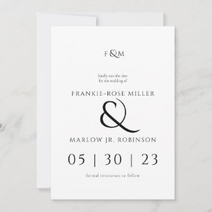 Invitation Simple Élégant Non Photo Date de Sauvegarde