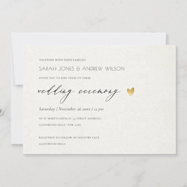 INVITATION SIMPLE ÉLÉGANT OR GRAY TYPOGRAPHIE MARIAGE (Devant)