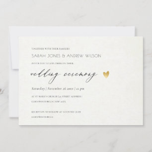 INVITATION SIMPLE ÉLÉGANT OR GRAY TYPOGRAPHIE MARIAGE