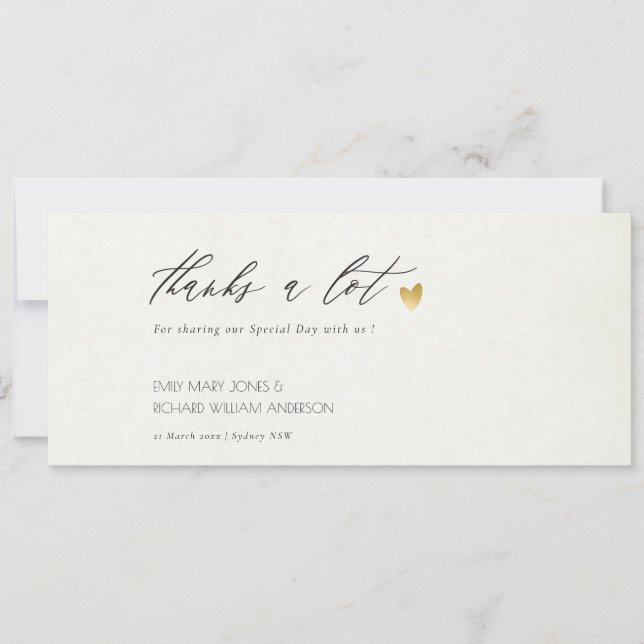 Invitation SIMPLE ÉLÉGANT OR GRAY TYPOGRAPHIE Merci (Devant)