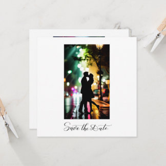 Invitation Simple Élégant Romantique Texte Photo Noir Script