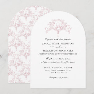 Invitation Simple Élégant Rose et Blanc Art de Colombes Toile