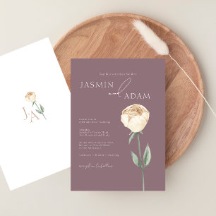 Invitation Simple Élégant Rose Gold Mariage Floral Violet