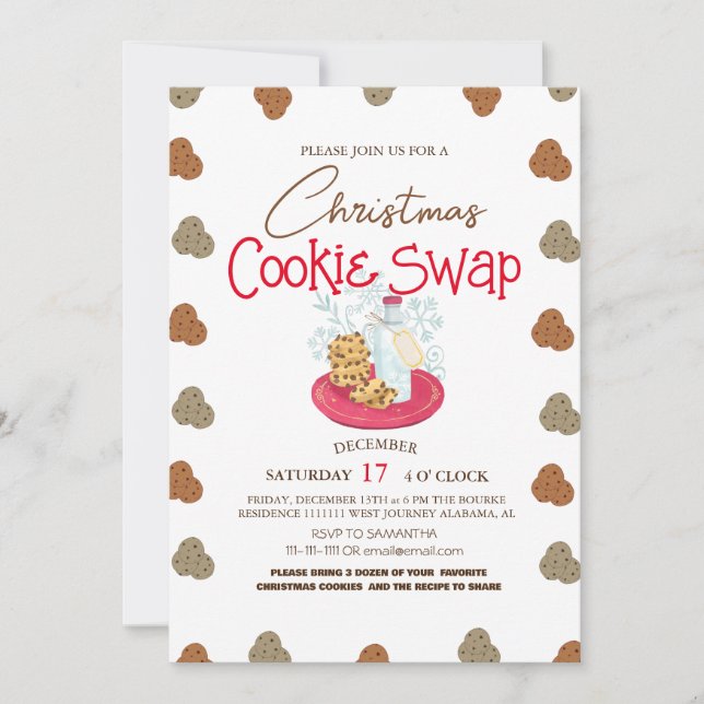 Invitation Simple élégant Script Cookie swap Noël Party (Devant)