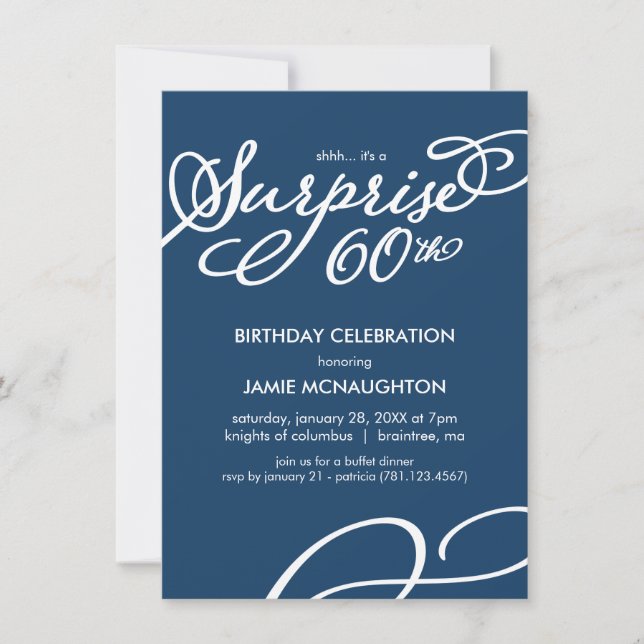 Invitation Simple, Elegant Surprise 60e anniversaire Invitati (Devant)