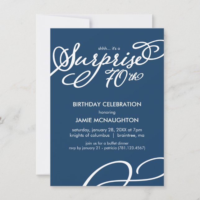 Invitation Simple, Elegant Surprise 70e anniversaire Invitati (Devant)
