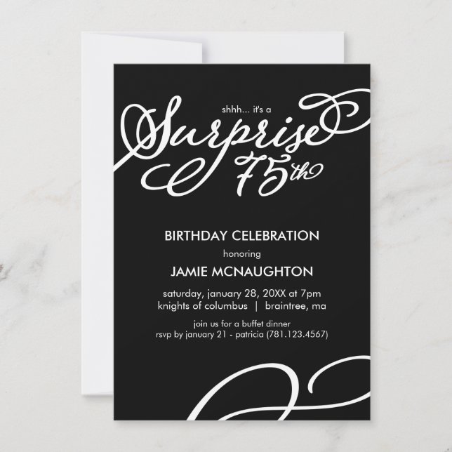 Invitation Simple, Elegant Surprise 75e anniversaire Invitati (Devant)