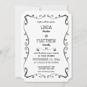Invitation Simple Elegant Swirl Moderne Mariage
