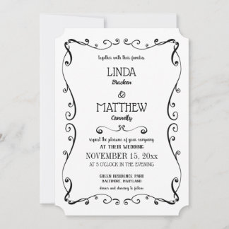 Invitation Simple Elegant Swirl Moderne Mariage