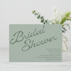 Invitation Simple Élégant Vert Sauge Écriture Baby Shower de