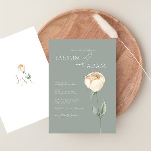 Invitation Simple Élégant Vert Sauge Rose Or Floral Mariage