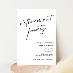 Invitation Simple élégante Calligraphie Script Retraite Parti