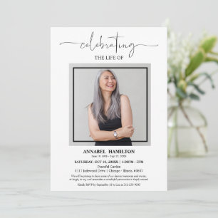 Invitation Simple élégante célébration de la vie Funéraire Ph