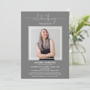 Invitation Simple élégante célébration de la vie Funéraire Ph
