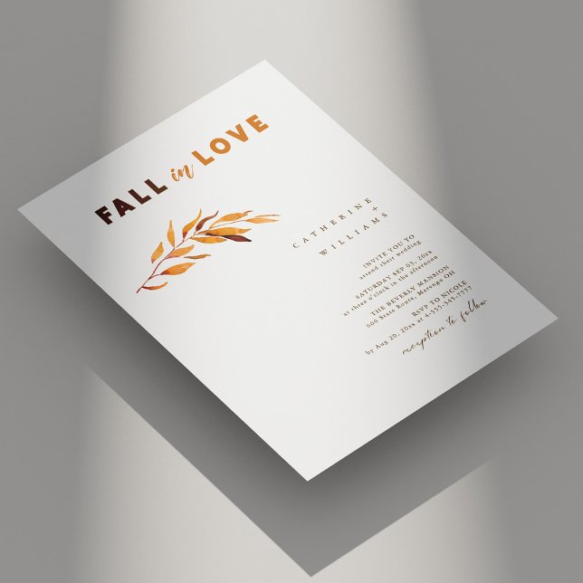 Invitation Simple élégante chute dans l'amour : Mariage blanc (Simple Elegant Fall in Love: Autumn White Wedding Invitation)