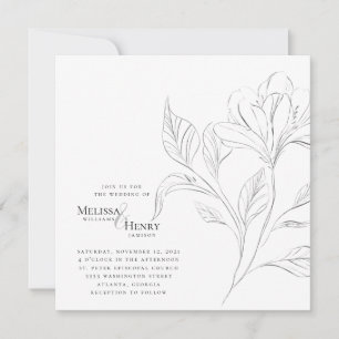 Invitation Simple élégante typographie florale Mariage Photo