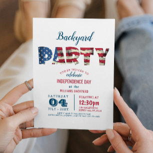 Invitation Simple et élégant 4 Juillet Jardin Party