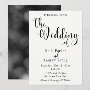 Invitation Simple et élégant mariage avec texte noir moderne