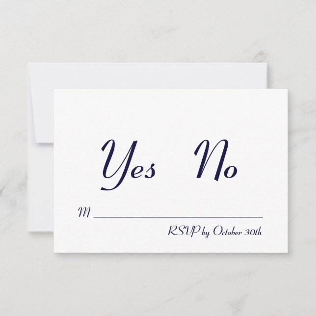 Invitation Simple et élégant RSVP bleu marine et blanc (Devant)