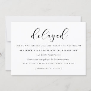 Invitation Simple et élégante annonce de mariage retardé