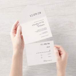 Invitation simple et élégante en beige, tout en un