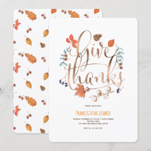 Invitation Simple et moderne, merci, Thanksgiving Party