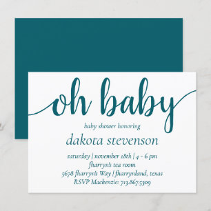 Invitation Simple et Turquoise   Script de floraison bleu-ver