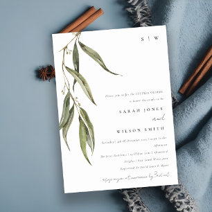 Invitation Simple Eucalyptus Botanical Couples Douche