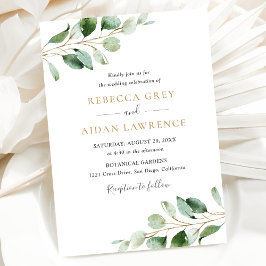 Invitation Simple Eucalyptus Mariage or deux en un