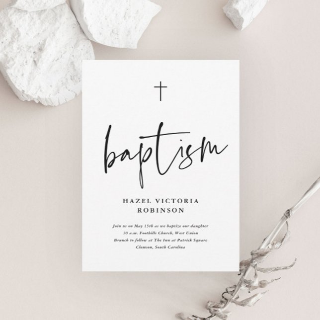 Invitation Simple Faire Script Baptême Christening (Créateur téléchargé)