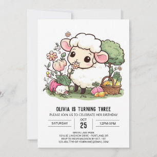 Invitation Simple Farmyard Sheep Digital Anniversaire