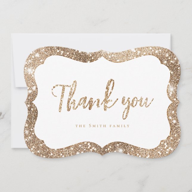 Invitation Simple fausse parties scintillant or brillant merc (Devant)
