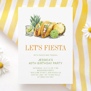 Invitation Simple Fête d'anniversaire de 40 ans Tacos mexicai