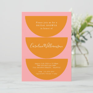 Invitation Simple Fête des mariées moderne Géométrique Rose O