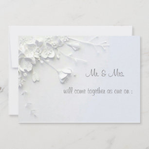 Invitation simple fleur 3D blanche