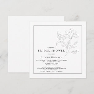 Invitation Simple Floral Elégante Fête des mariées blanche no