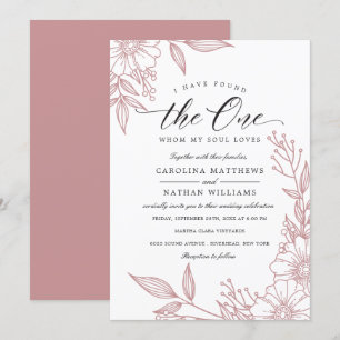 Invitation Simple Floral J'Ai Trouvé Celui   Mariage blanc